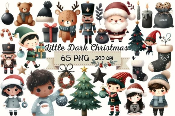 A Dark Christmas Graphics Collection for Commercial Illustration Projects