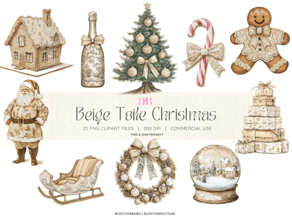 A Review of Soft Beige Toile Christmas Graphics for Digital Products