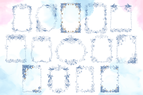 Blue Christmas Line Art SVG Frames: A Must-Have for Holiday Graphics