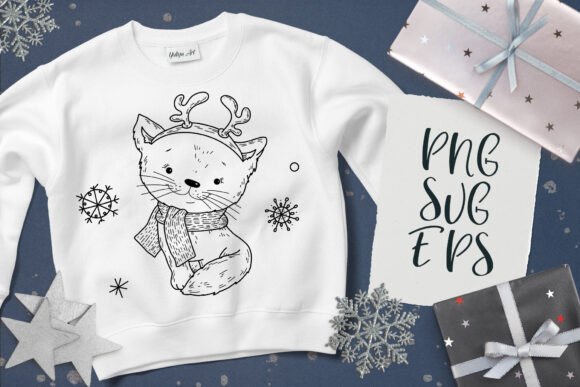 Christmas Cat Graphics for Seasonal Brand Illustrations