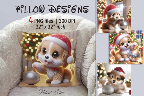 Christmas Cute Dogs Pillow Case Designs: A Festive Graphic Asset