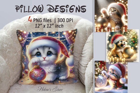 Christmas Cute Pets Pillow Case Embroidery