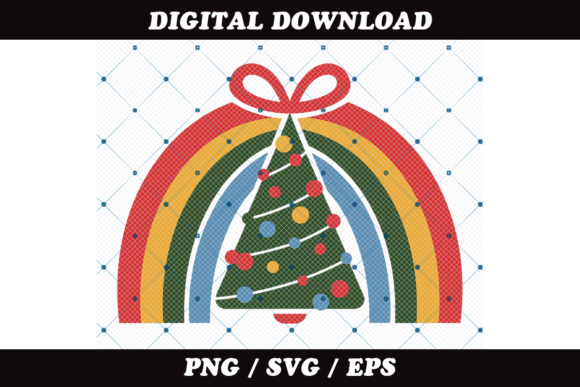 Christmas Tree with Rainbow and Bow: A Festive Graphics Asset