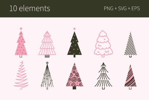 Cute Abstract Christmas Trees Set: A Must-Have for Holiday Graphics