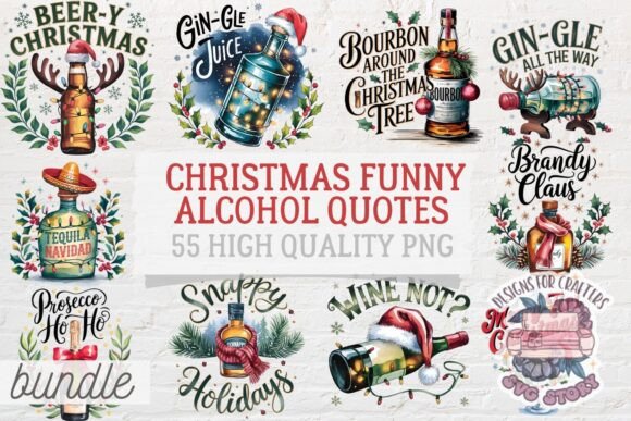 Funny Christmas Alcohol Graphics for Festive Branding