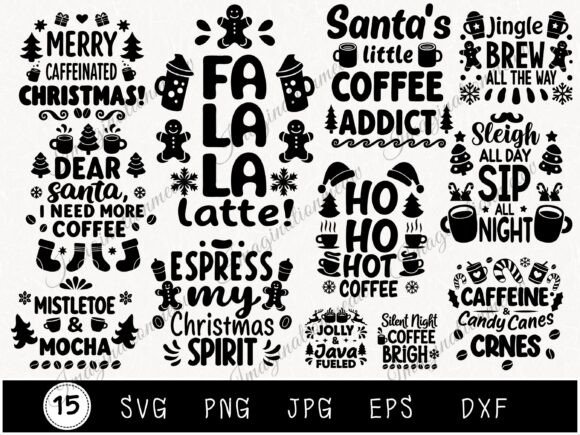Funny Coffee Christmas Graphics for Editorial Designs
