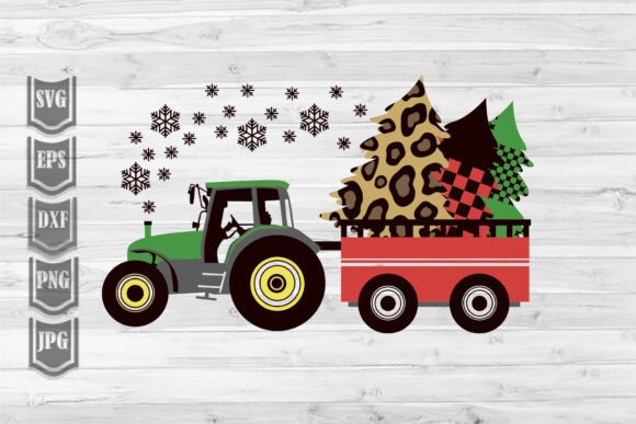 Tractor and Christmas Tree: A Festive Graphic Asset